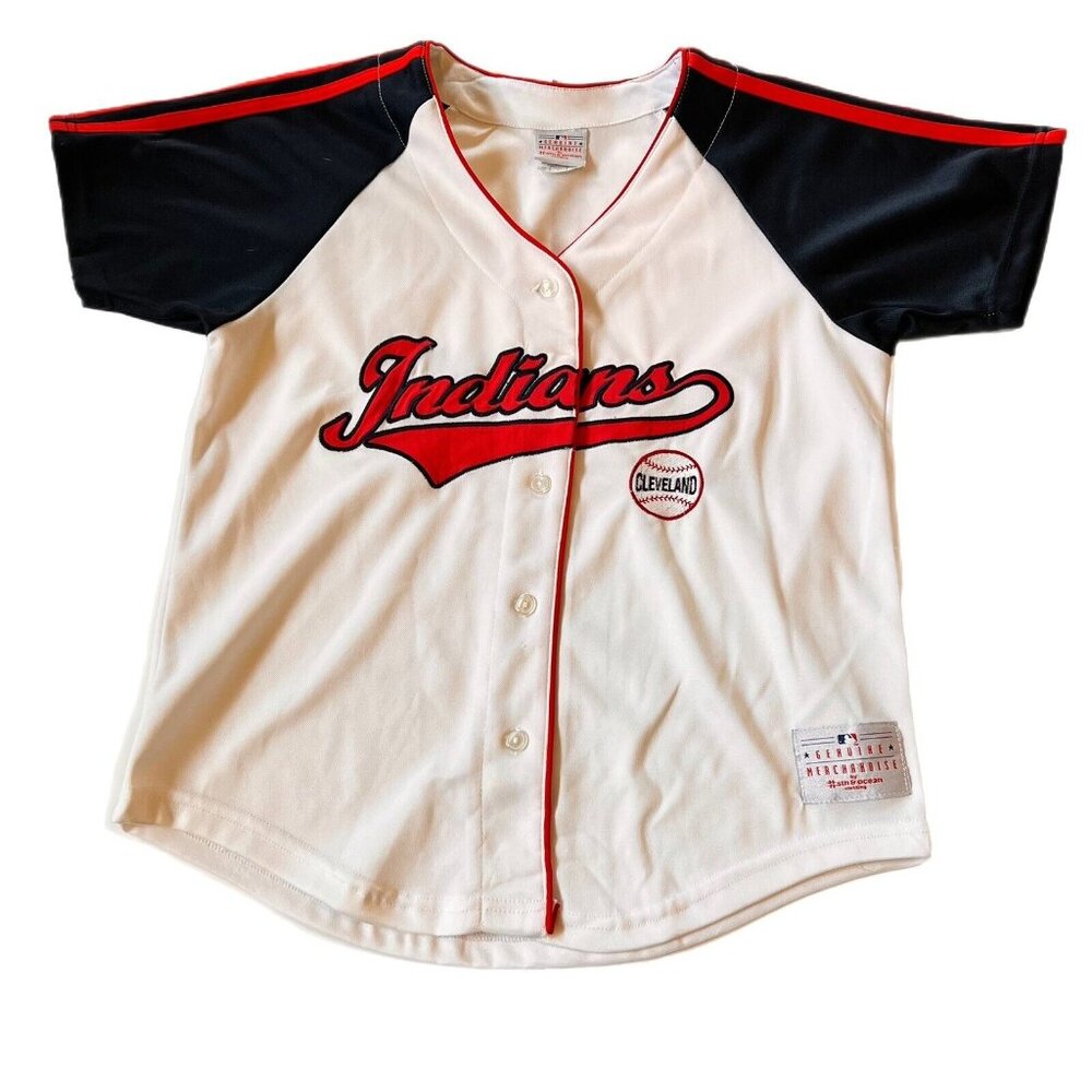 Cleveland Indians Jersey Genuine Baseball Button up Merchandise 5th & Ocean Med